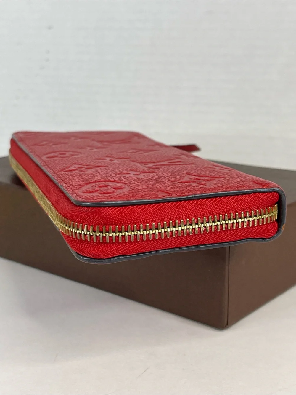 Louis Vuitton Cerise Monogram Empreinte Zippy Wallet With Dust Bag and Box